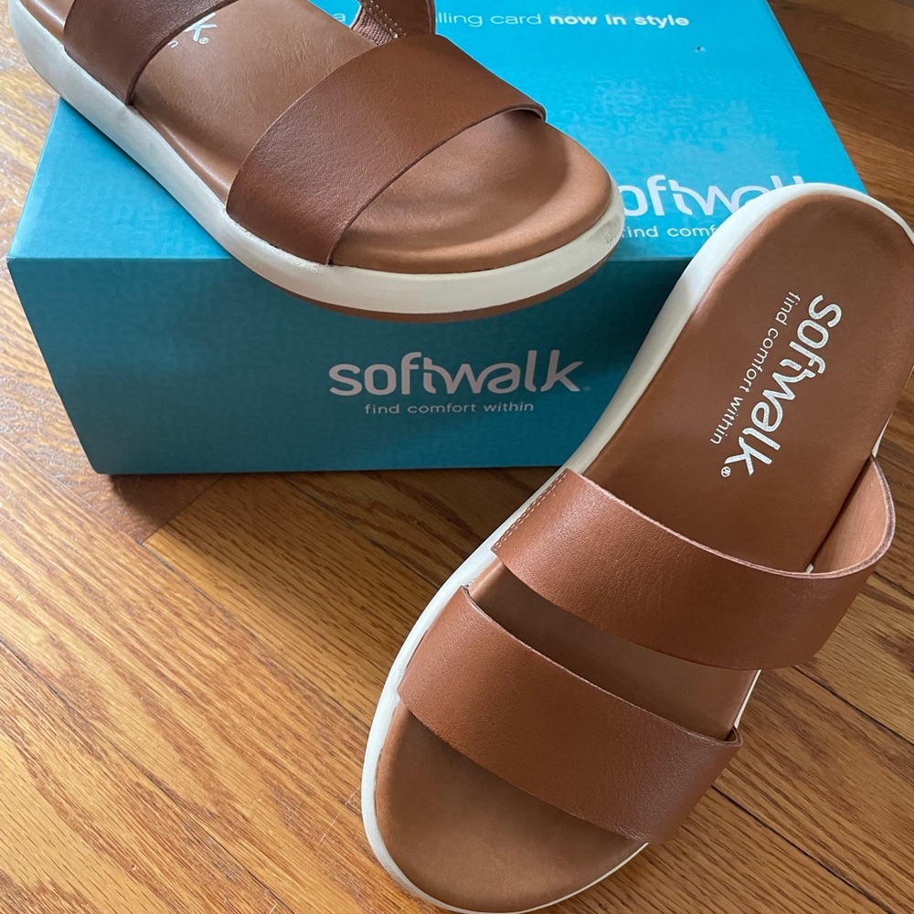 SoftWalk Brown Sandals Comfort Slip-On